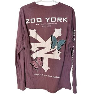 ZOO YORK Men’s Long Sleeve T-shirt Practice Truth Fear Nothing Butterfly Medium